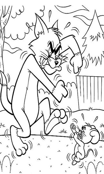 kolorowanka Tom i Jerry malowanka do wydruku z bajki dla dzieci, do pokolorowania kredkami, obrazek nr 28